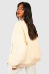 Шерстяной бомбер оверсайз boohoo, белый - фото 2