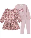 Комплект из платья, топа и леггинсов для маленьких девочек, 3 предмета Gerber, розовый - фото