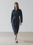 Миди-платье-рубашка с деталью шарфа Massimo Dutti, blue - фото