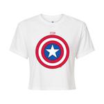 Футболка кроп с щитом Капитана Америка для подростков Marvel, белый - фото