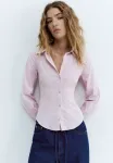 Блузка на пуговицах Pull&Bear, Light Pink - фото