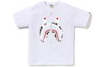 Футболка Bape Abc Camo Shark Silver Zip Tee A BATHING APE, бело-розовая - фото 9