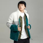 Куртка New Balance Plus Colorblock Patch Detail Teddy, белый/серый/темно-зеленый - фото 8