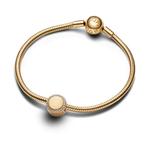 Шарм Engravable Sparkling Button Pandora, покрытие - золото - фото 4