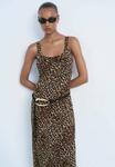 Платье Mango ANIMAL-PRINT MIDI, Black Brown/Black - фото 4
