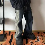 Длинные брюки, Unisex Wide Leg Washed Gradient Jeans SIDUFHAOPKLL - фото 4