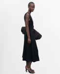 Женское расклешенное льняное платье MANGO, Black - фото 6