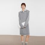 ELLE Платье с длинным рукавом Women's Light Gray - фото 5