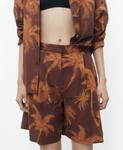 Женские хлопковые шорты-бермуды с пальмовым принтом MANGO, Brown - фото