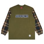 Топ Supreme Plaid Sleeve Long-Sleeve Top, Light Olive - фото