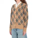 Кардиган в клетку Burberry, коричневый - фото 3