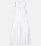 Собранное хлопковое платье миди Jil Sander, Optic White - фото
