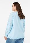 Джемпер Zizzi ZOPFMUSTER UND RUNDHALSAUSSCHNITT, Cashmere Blue/Light Blue - фото 3