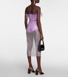 Платье миди с отделкой из перьев Giuseppe di Morabito, фиолетовый - фото 3