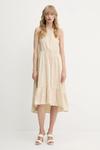 Хлопковое платье Armani Exchange, бежевый - фото