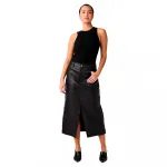 Юбка Yas Mina Leather long, черный - фото 6