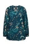 Блуза FLORAL SMOCKED LONG SLEEVE Ulla Popken, бирюзовый - фото 5
