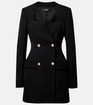 Двубортное шерстяное мини-платье Versace, черный - фото