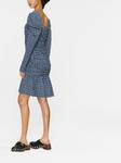 GANNI платье мини из сирсакера, синий - фото 3