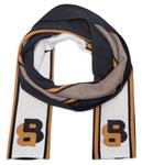 Шарф мужской Boss Elias вязаный с принтом, черный - фото