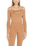 Лонгслив женский Icon с открытыми плечами, коричневый - фото