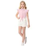 Детская блузка с летящими рукавами и завязками Elitechoice, Pink Plaid - фото