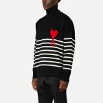 Свитер в полоску с сердечком Ami Paris, черный - фото 3