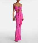 Платье из джерси с ажурными вставками Christopher Esber, Fuchsia - фото 2