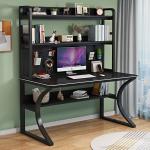 Компьютерный стол Xinmeikai с полками и перфорированной панелью, 120x60x170 см, белая рама + темный орех - фото 2