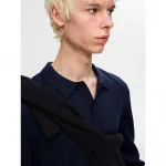 Поло с длинным рукавом Selected Tray, синий - фото 6