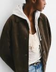 Куртка из искусственной замши Pull&Bear шоколадного цвета - фото 2