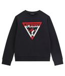 Свитшот детский Guess свободного кроя с логотипом бренда, черный - фото