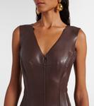 Мини-платье из искусственной кожи Norma Kamali, Choco - фото 4