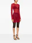 Мини-платье с длинными рукавами и монограммой Marine Serre, красный - фото 3