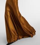 Атласное макси-платье Saint Laurent, Ocre - фото 5