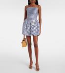 Мини-платье из тафты в клетку Self-Portrait, синий - фото 2