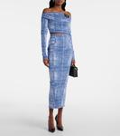 Укороченный топ с эффектом trompe l'oeil Balmain, Bleu Jean J - фото 2