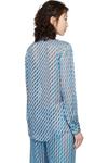 Dries Van Noten Синяя рубашка с вытравленным рисунком - фото 3