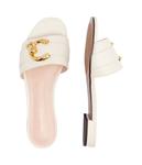 Кожаные тапочки Coccinelle, экрю - фото 4