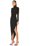 Платье Norma Kamali Long Sleeve Turtleneck Side Drape Gown, черный - фото 3