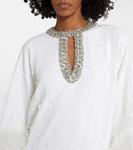 Длинное платье с отделкой из перьев Self-Portrait, белый - фото 4