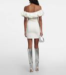 Мини-платье с открытыми плечами и отделкой рюшами Alexandre Vauthier, Off-White - фото 3
