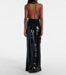 Бархатное платье с халтернеем Stella McCartney, черный - фото 3