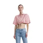 Кроп-футболка с логотипом Moncler, розовая - фото 6