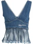 Джинсовый топ с бахромой Karl Lagerfeld Jeans, синий - фото