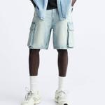 Джинсовые шорты мужские синие Zara, синий - фото 3