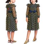 Платье детское Gucci, синий / золотой - фото 3