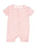 Детский комбинезончик в клетку из бамбука для девочек. Motette, розовый - фото