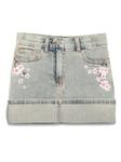 Monnalisa джинсовая юбка с цветочной вышивкой, синий - фото