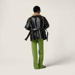 Куртка-кабин из телячьей кожи MIU MIU, черное - фото 3